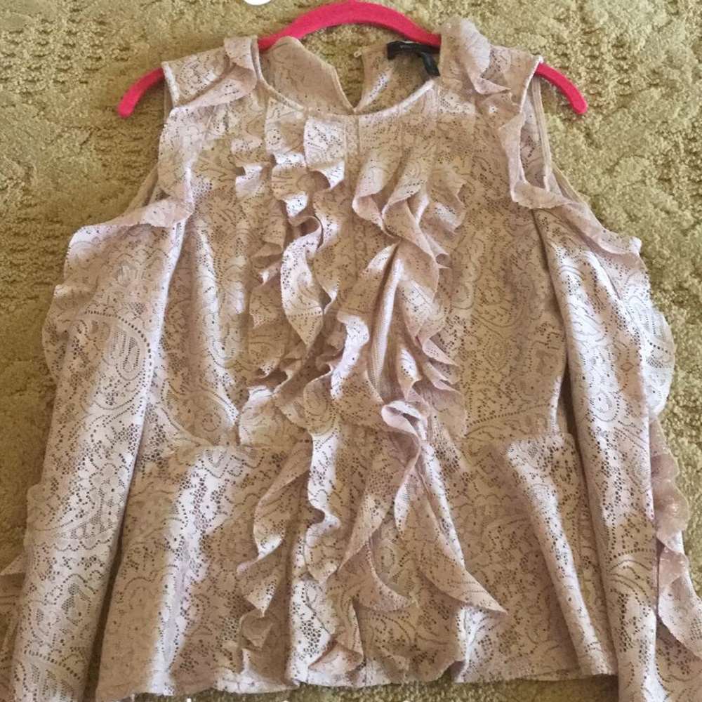 Pink cold-shoulder ruffle top